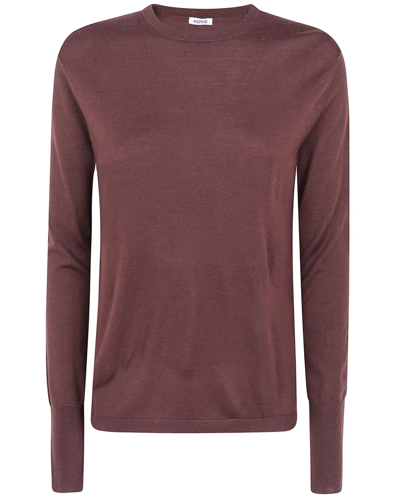 ASPESI Sweater Long Sleeve "Round Neck Brown