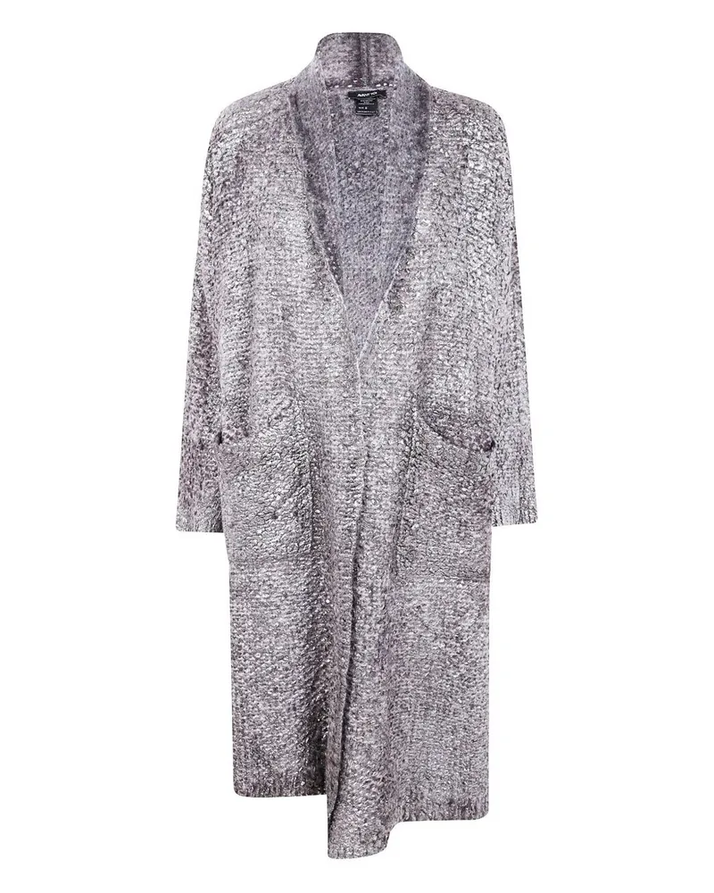 Avant Toi Hand Painted" Long Furry Stitch Cardigan With Lamination Brown