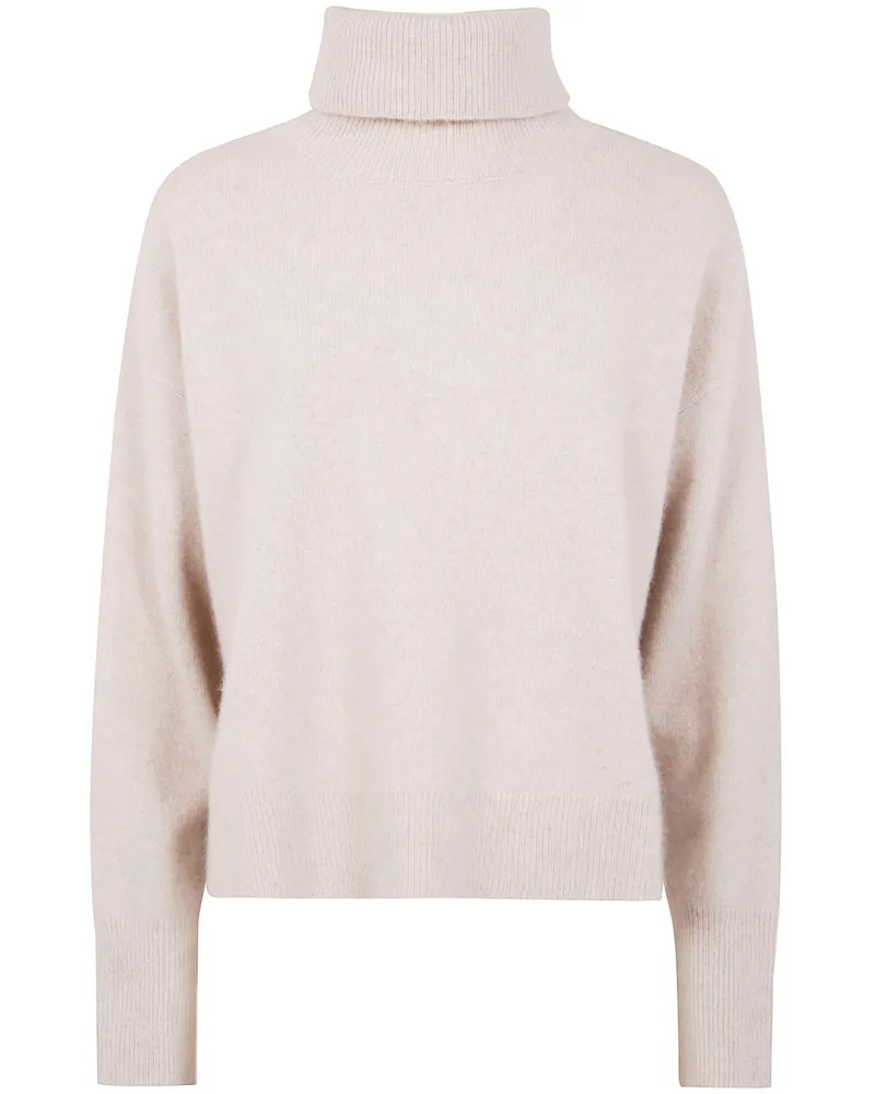 Joseph High Neck Long Sleeves Brushed Cashmere Brown