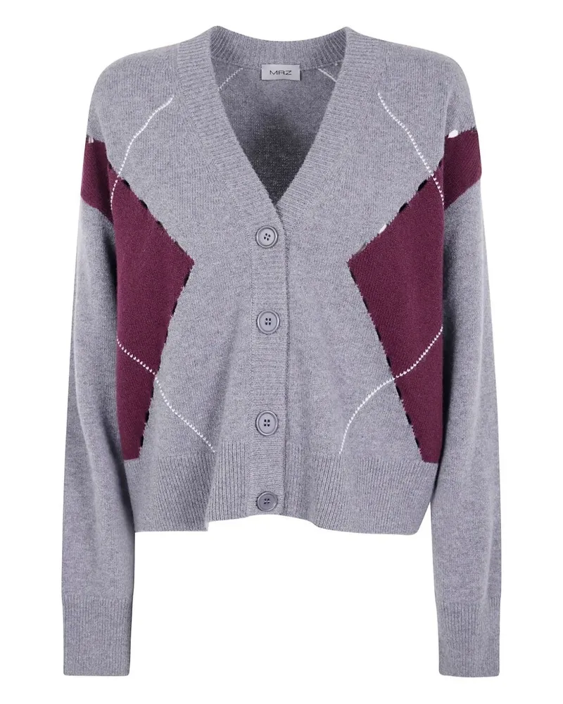 MRZ Intarsia Knit Cardigan Gray