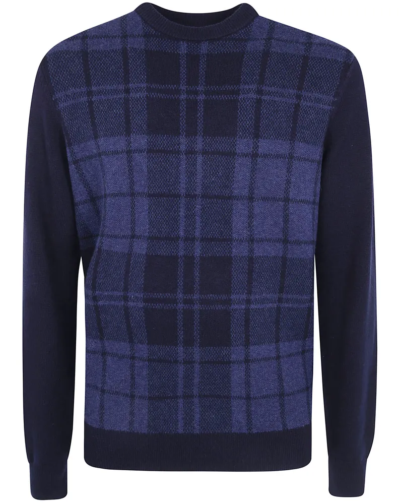 Barbour Crewneck Sweater "Mineral Tartan Blue
