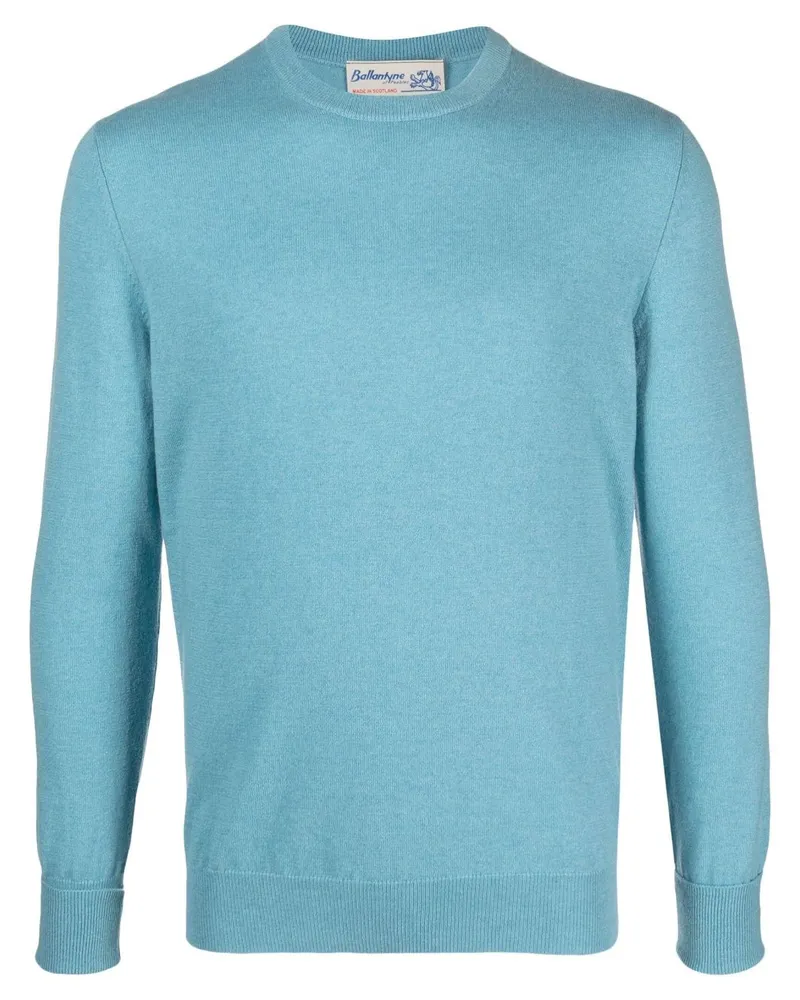Ballantyne CASHMERE ROUND NECK PULLOVER Blue