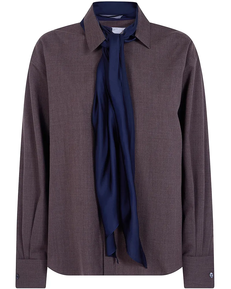 Sacai Shirt Polyester Wool "Suiting Shirt Brown