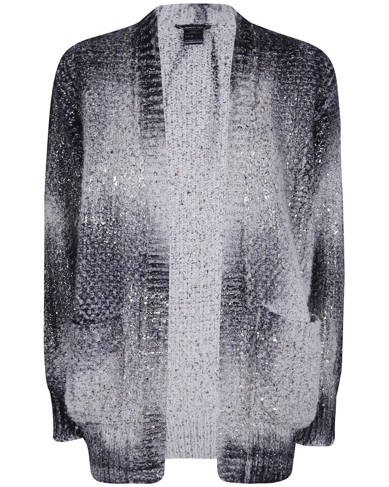 Avant Toi Sweater V Neck "Laminated Scratched Effect Moss Stitch Black
