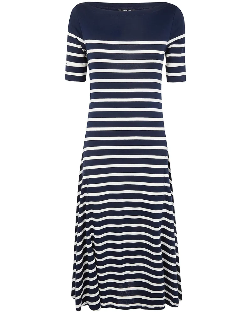 Ralph Lauren Munzie" Elbow Sleeves Day Dress Blue