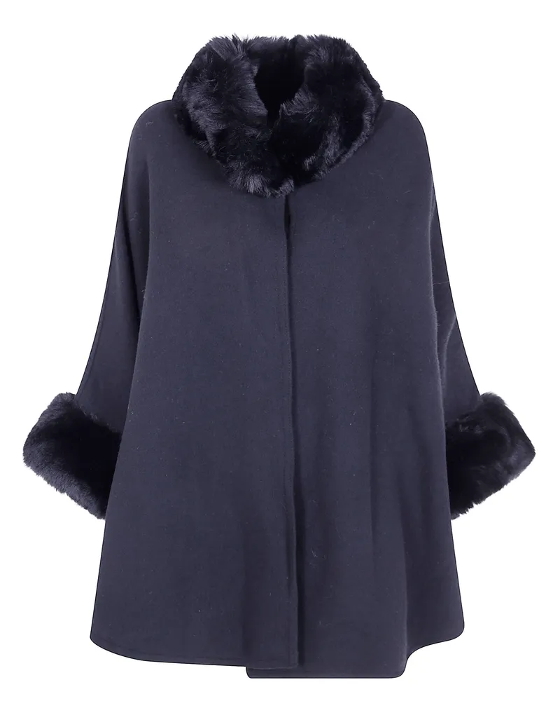 Twin-Set Coat With Fur Trim "Ponch0 Black