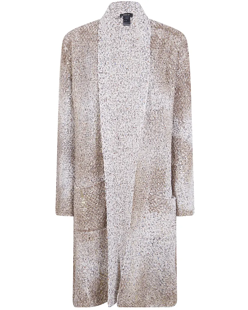 Avant Toi Laminated Scratched Effect Moss Stitch Cardigan Brown