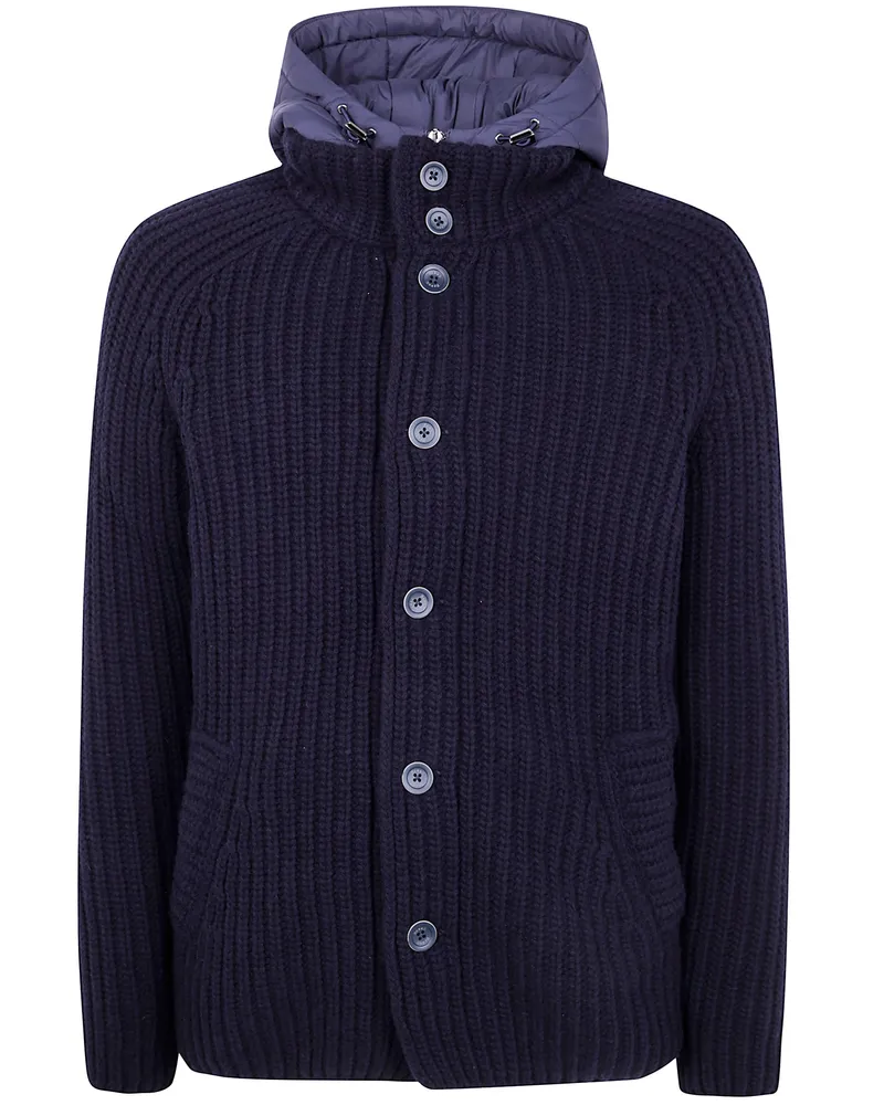 Herno Knit Under Waist Knit Jacket Blue