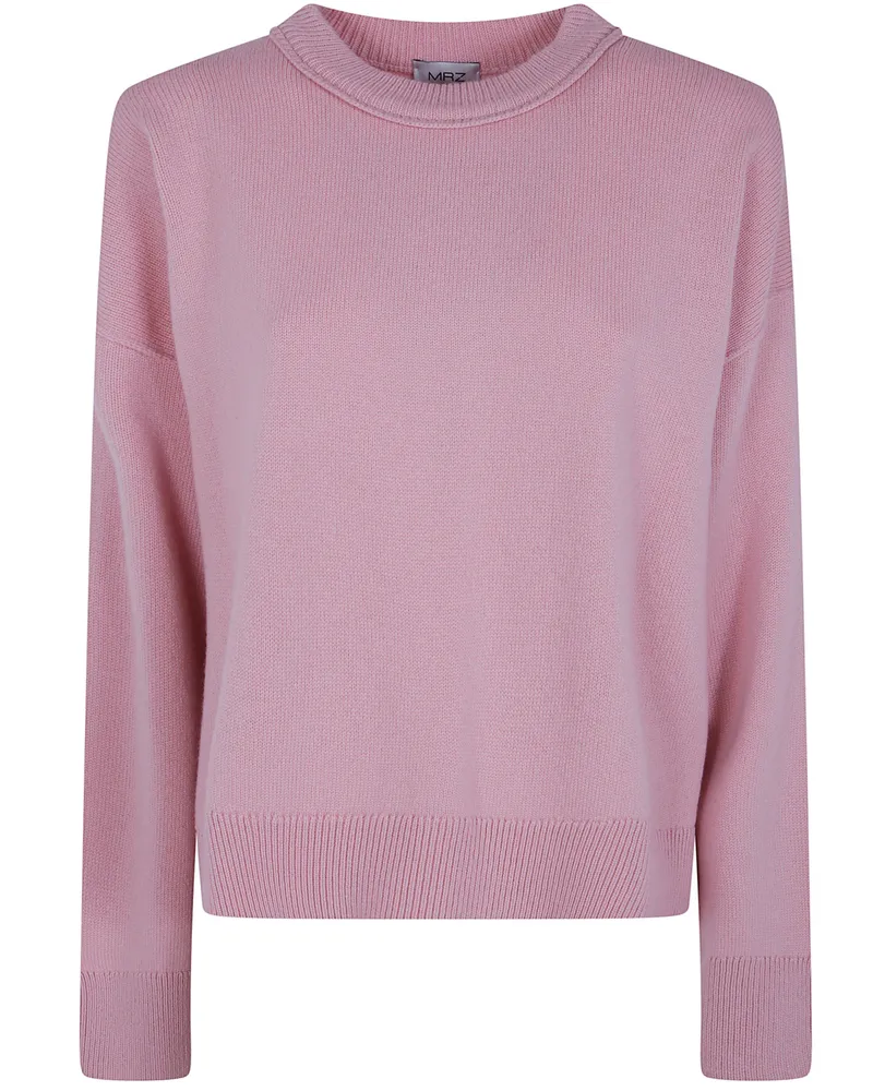 MRZ Sweater Cropped Oversized Round Neck Pink