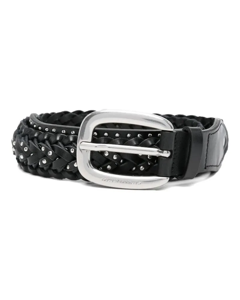 Golden Goose Braided Houston" Washed Leather With Micro Studs Belt Black