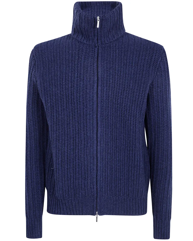BARBA Sweater Full Zip "Wool Cashmere Viscose Blue