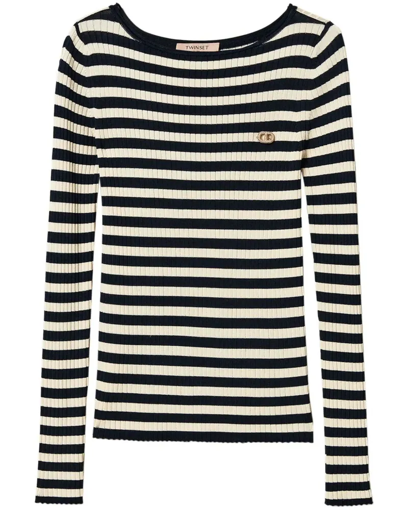 Twin-Set Stripes Sweater By Twinset White