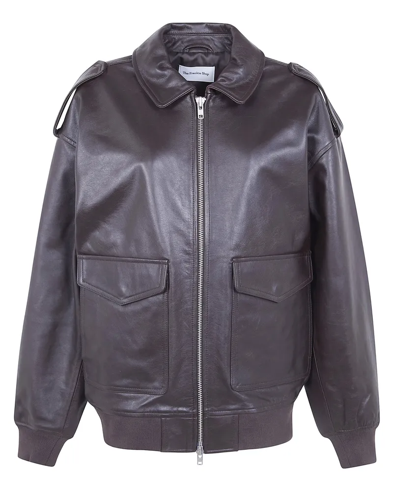 FRANKIE Shop Viper Leather Jacket Brown