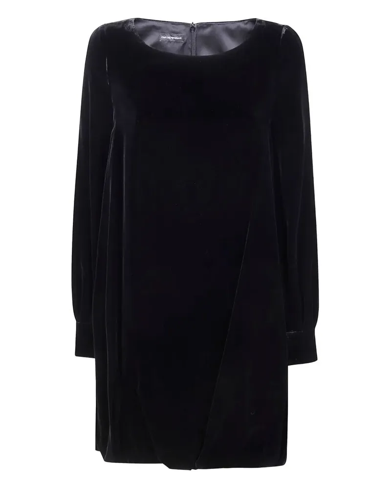 Emporio Armani Long Sleeve Velvet Dress Black