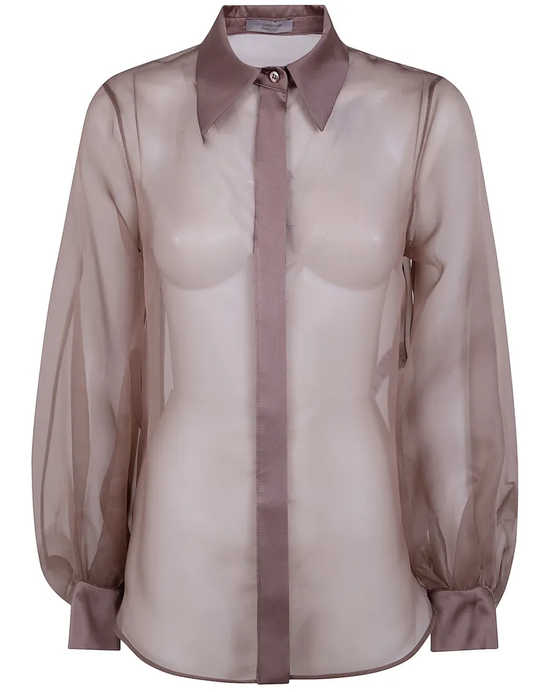 D.EXTERIOR D. EXTERIOR Organza Silk Long Sleeves Shirt Brown