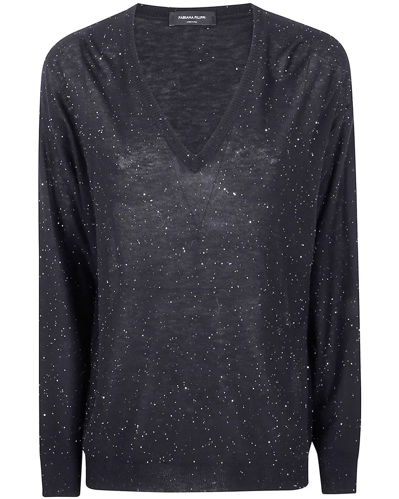 Fabiana Filippi Oversize V Neck Sweater Black