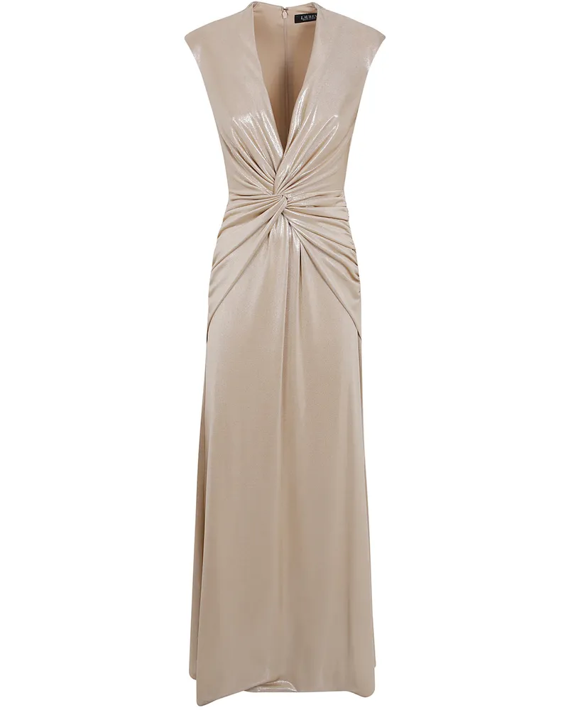 Ralph Lauren Dress Metallic Jersey "Knit Gown Beige