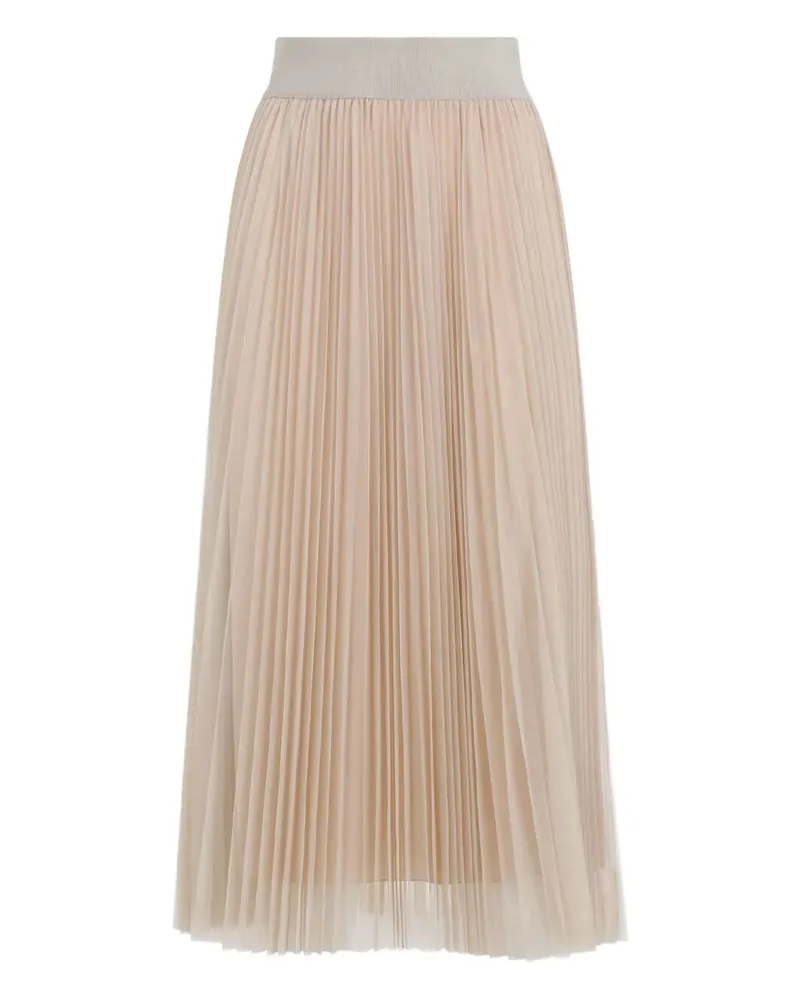 Fabiana Filippi Pleated Tulle Wide Skirt Beige