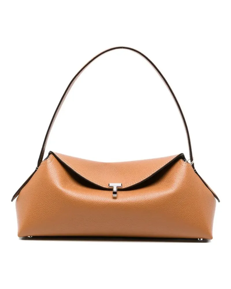 Totême T-Lock" Grained Leather Shoulder Bag Brown