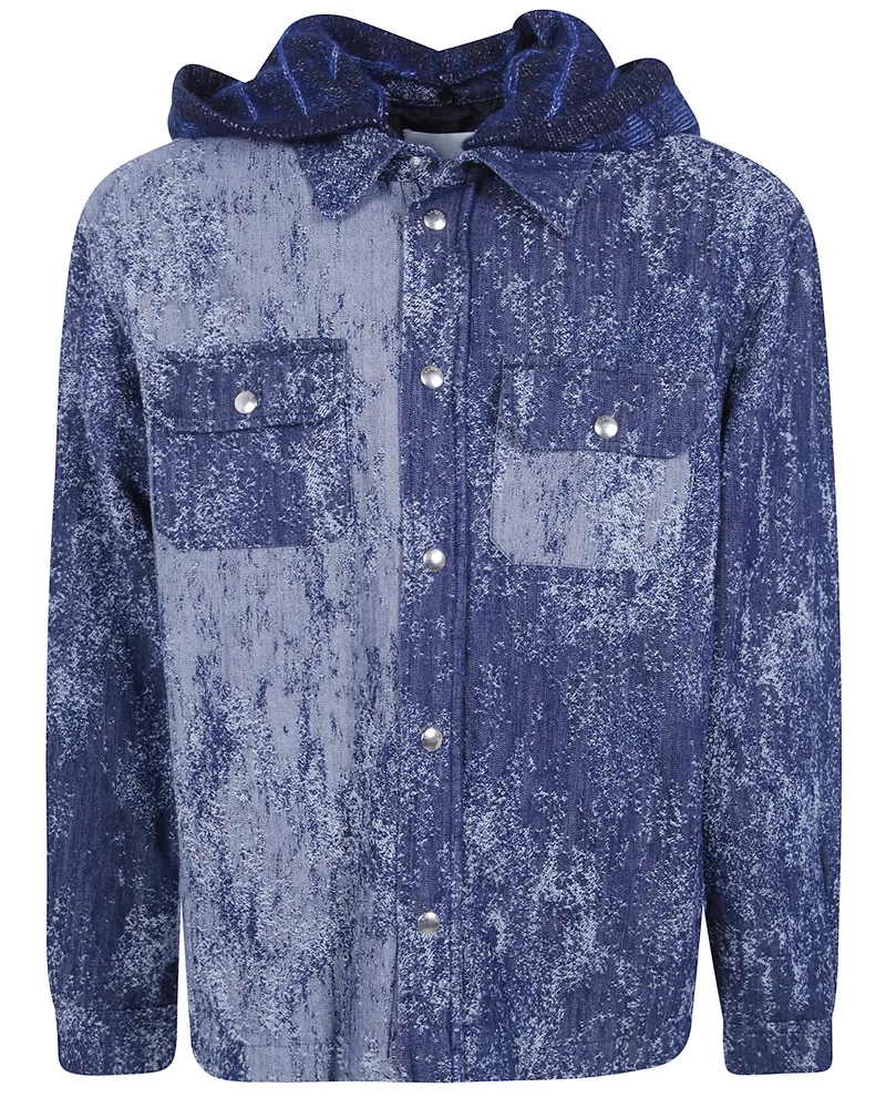 Laneus Shirt Blue Denim Shirt Man Blue