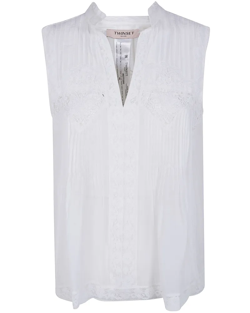 Twin-Set Embroidered Sleeve Less Shirt White
