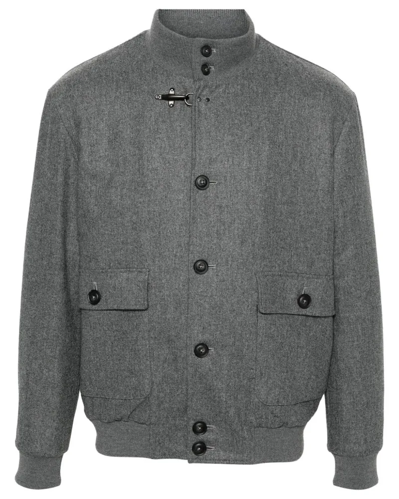 Fay Bomber Jacket Carded Flannel Gray