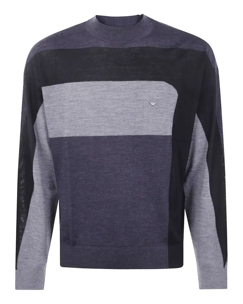 Emporio Armani Round Neck Tricolor Sweater Gray