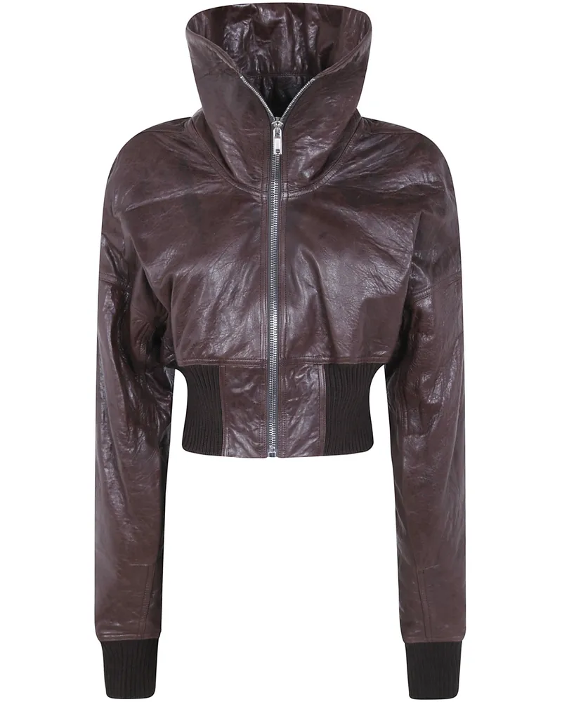 Rick Owens Jacket Cropped Leather Bomber "Dracuflight Brown