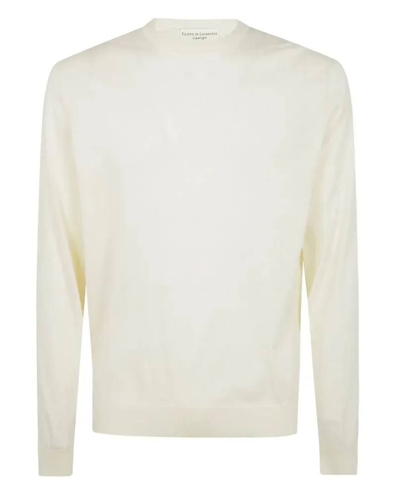 Filippo de Laurentiis Long Sleeves Round Neck Sweater White