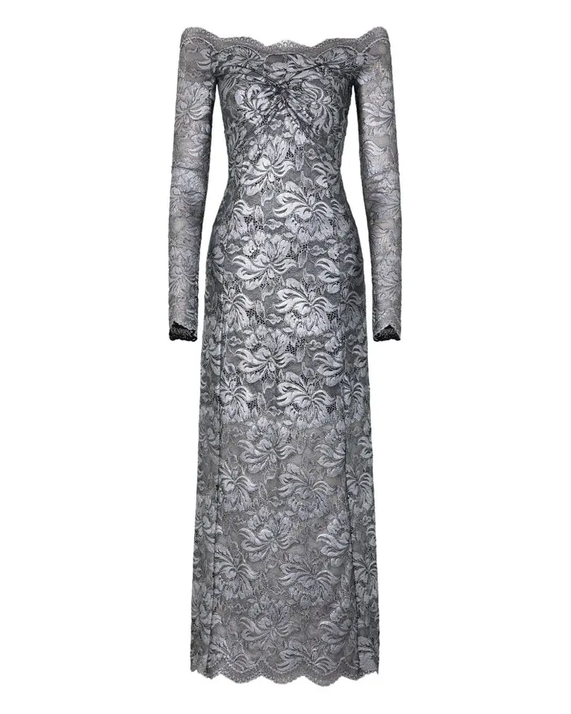 Paco Rabanne Long Sleeves Long Lace Dress Black