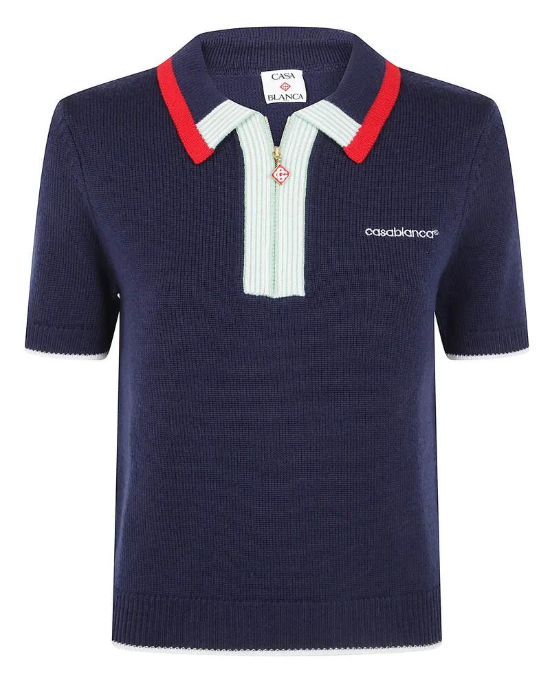 Casablanca Paris Top Manica Lunga "Merino Polo Blue