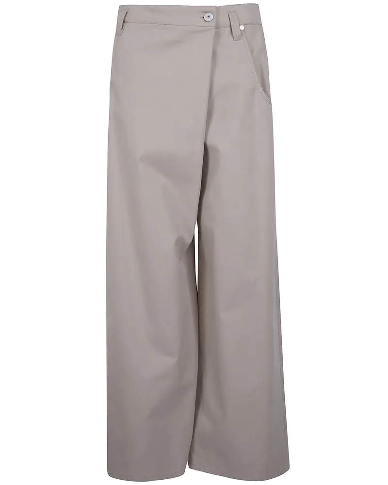 Brunello Cucinelli Wide Leg Asymetrica Pants Beige