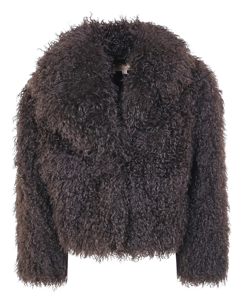 Michael Kors Cropped Faux Fur Peacoat Brown