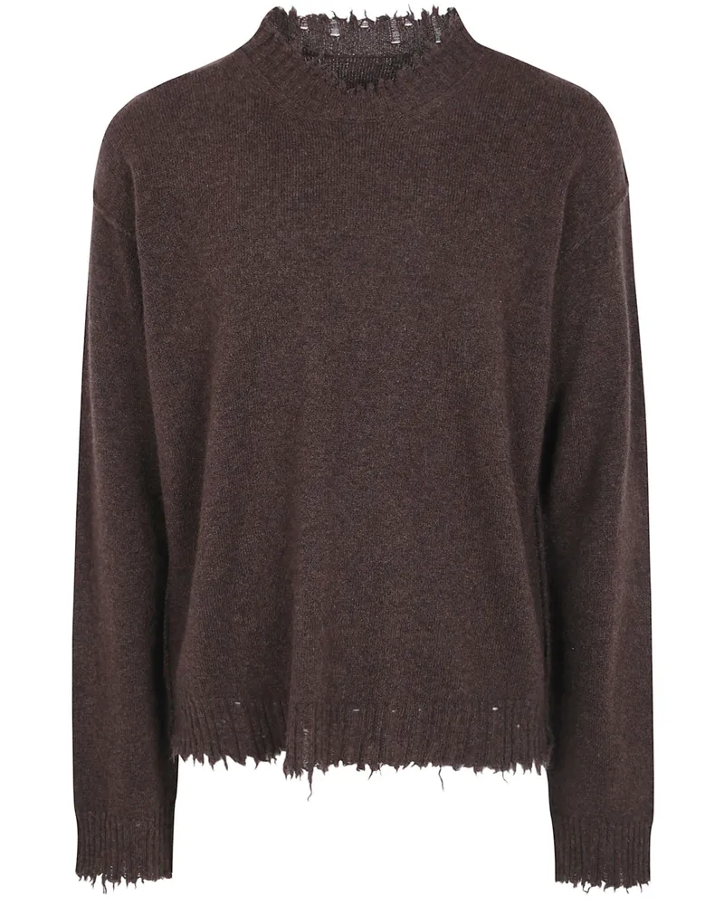 Uma Wang Sweater Torn Edge "Plain Ws Brown