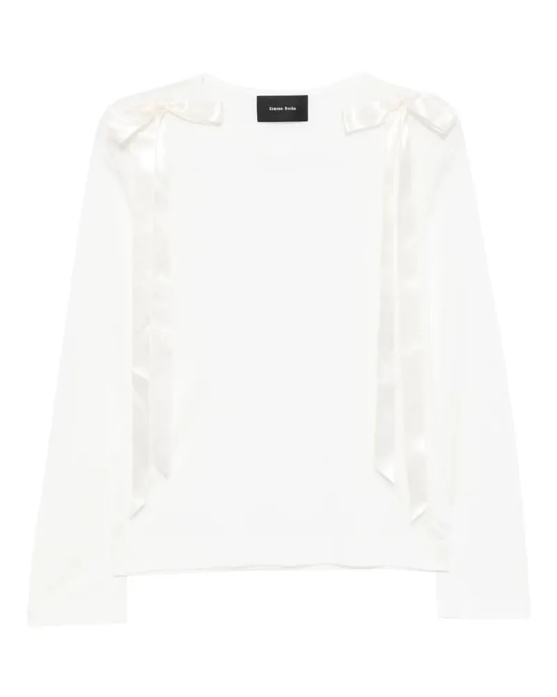 Simone Rocha Bow Ribbon Tail' Long Sleeve T-Shirt White
