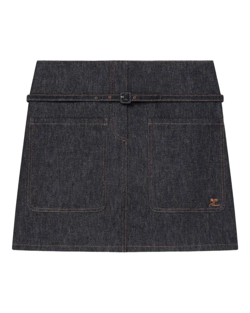 Courrèges Two Pockets Denim Skirt Gray