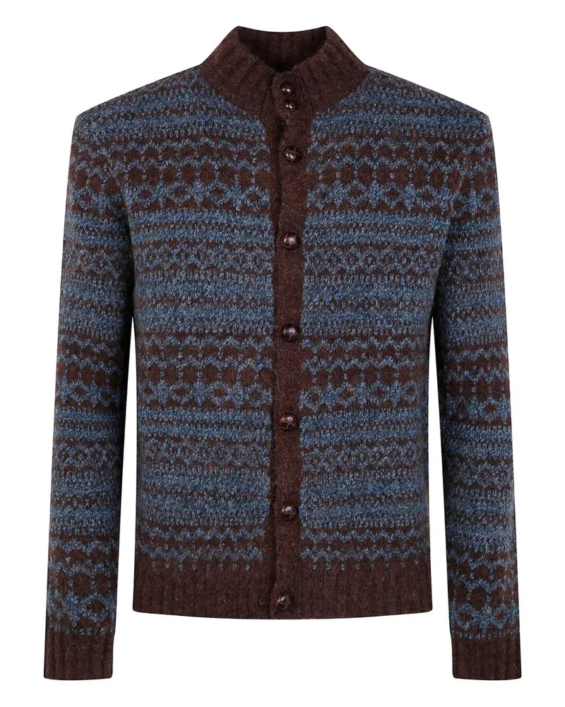 Ballantyne T Neck Cardigan Brown