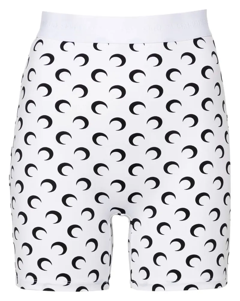 Marine Serre Moon Printed Jersey Mini Shorts White