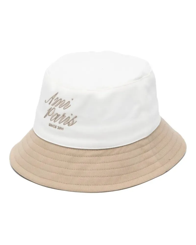 AMI Paris Bicolor "Ami Paris" Hat Beige