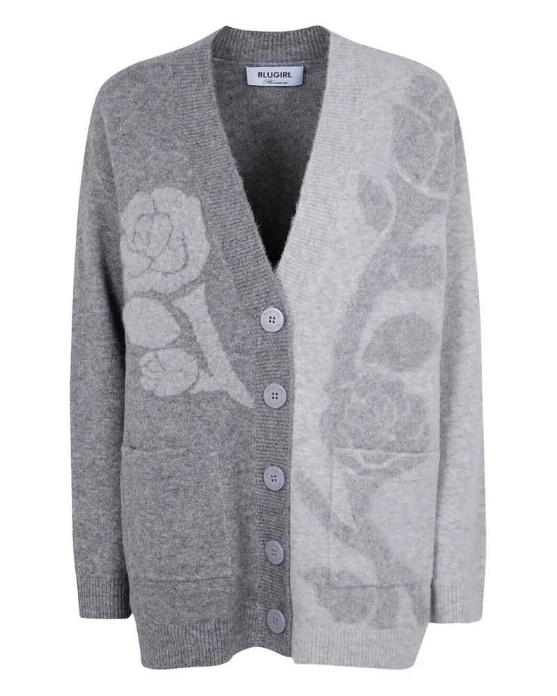 Blumarine Goffrato Knit Cardigan Gray