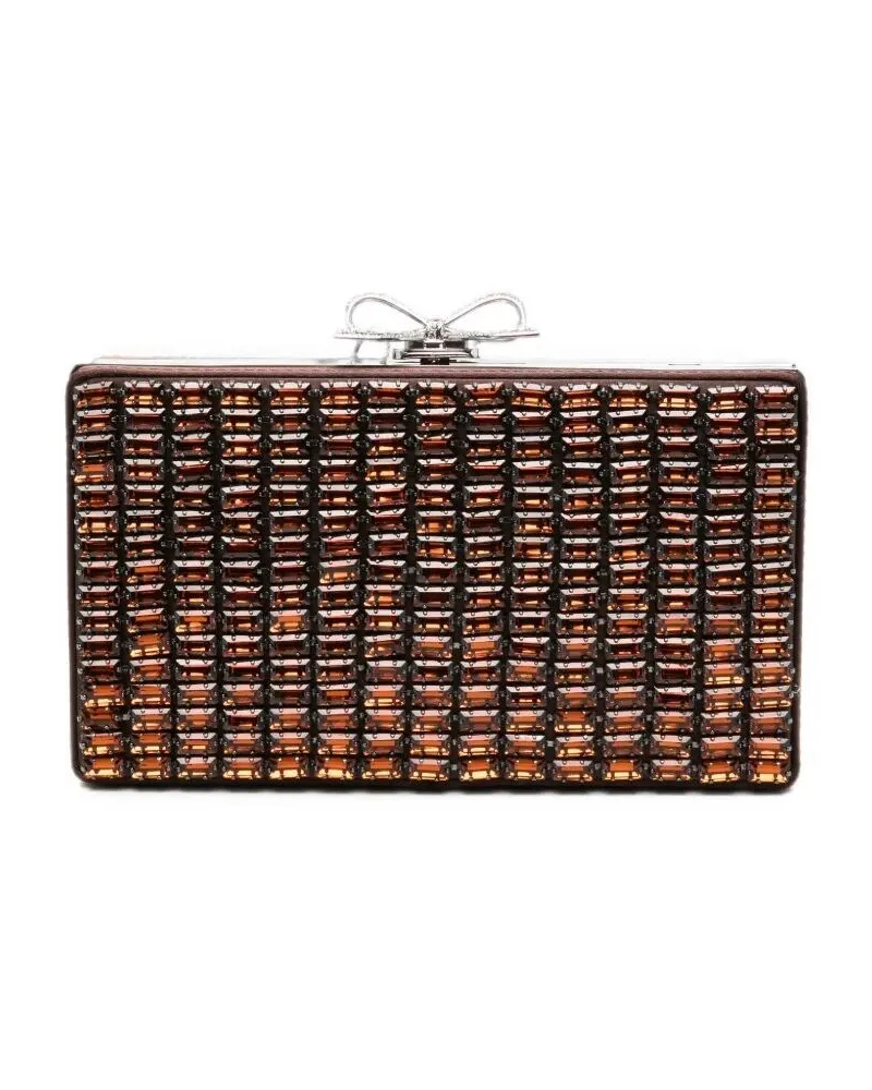 Self-Portrait Pochette Crystal Brown "Chaimail Clutch Bag Brown