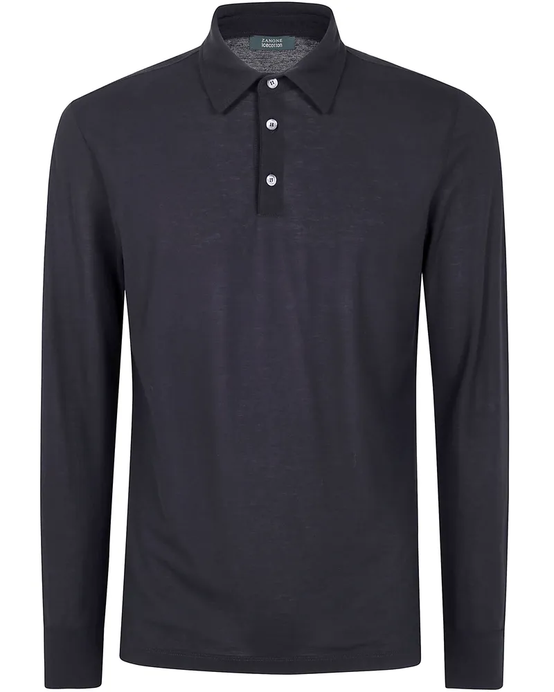 Zanone Long Sleeves Polo Shirt Black
