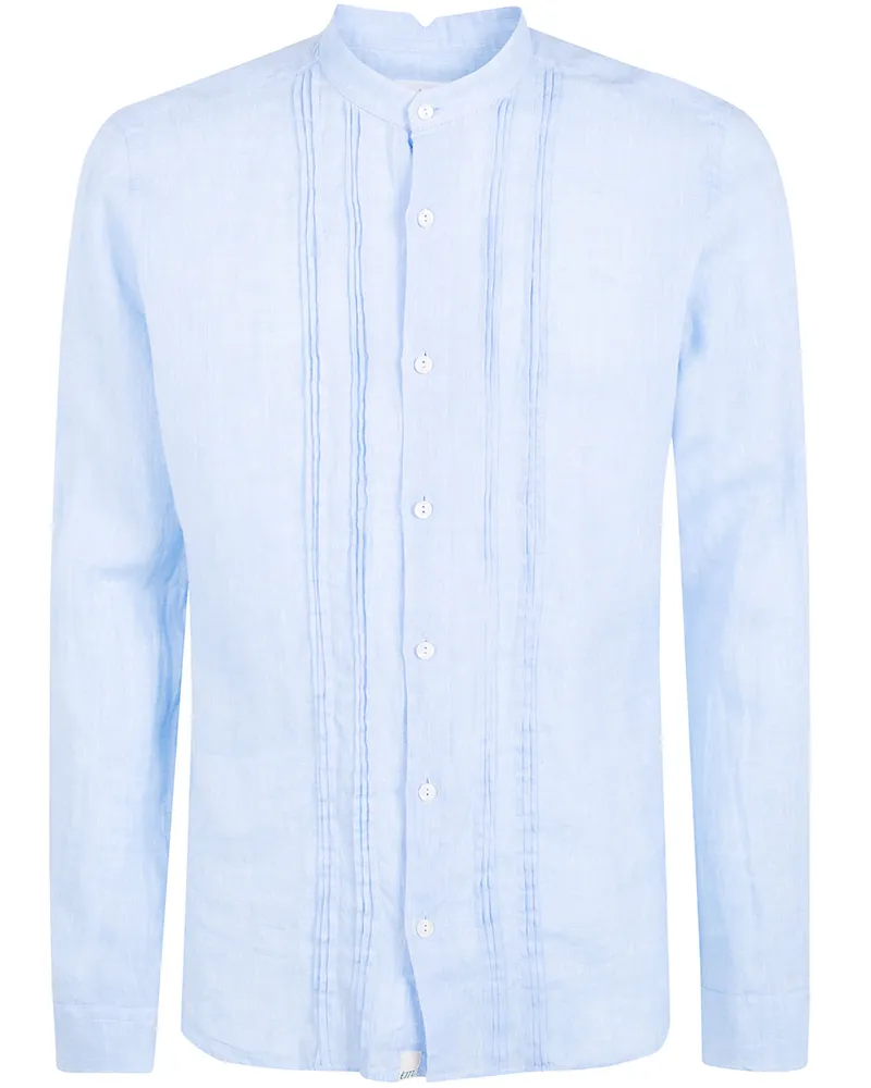 Tintoria Mattei Pleated Linen Shirt Blue