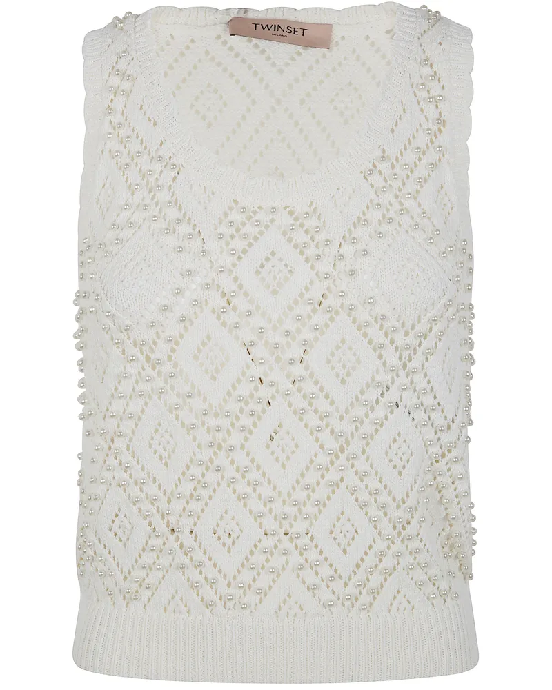 Twin-Set Round Neck Tank Top White