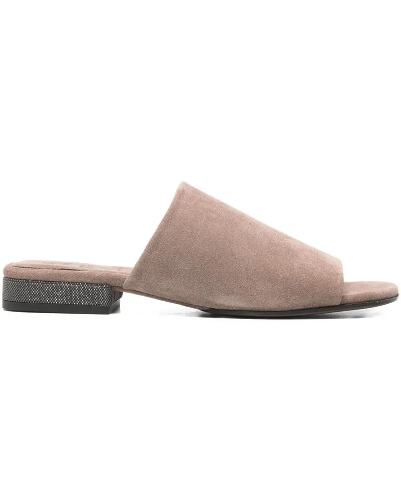 Brunello Cucinelli Leather Slippers Brown