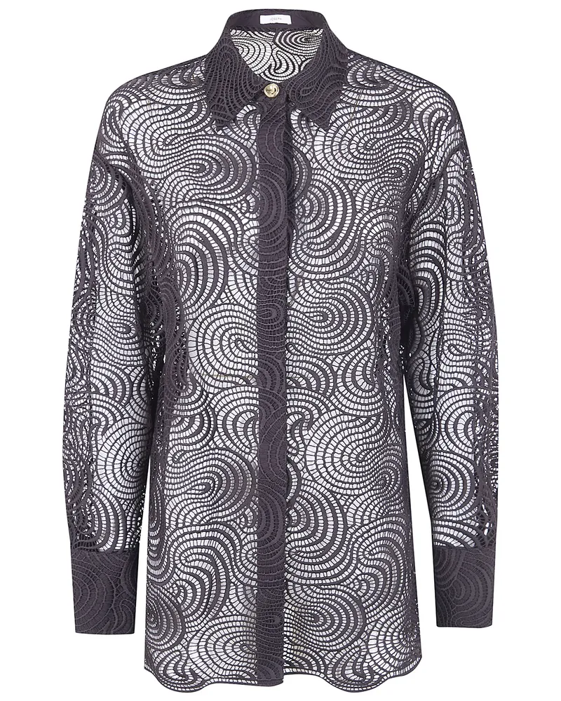 Joseph Nyla" Blouse Cord Lace Crochet Brown