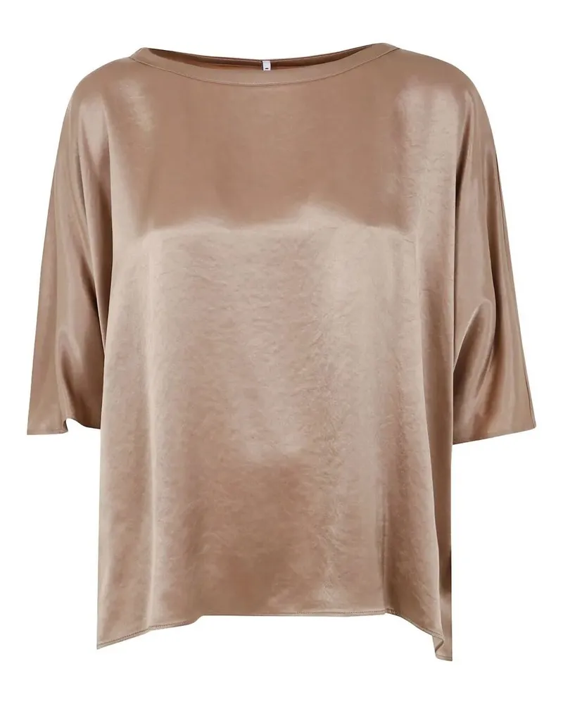 Liviana Conti Diana Short Sleeve Satin Shirt Beige