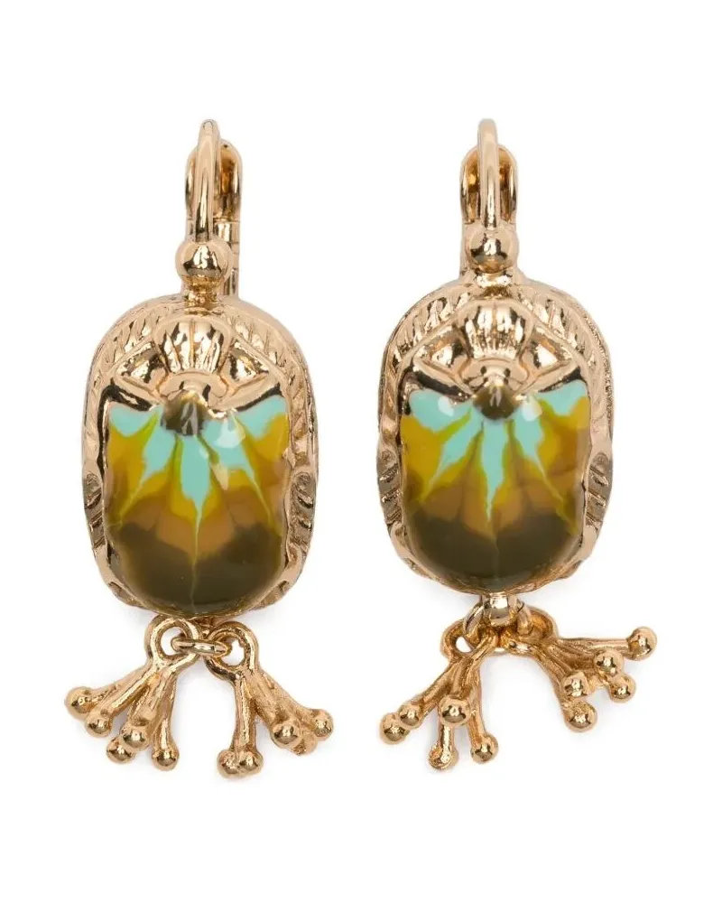 Gas Bijoux Earrings Green Gold "Scaramouche Email Metallic