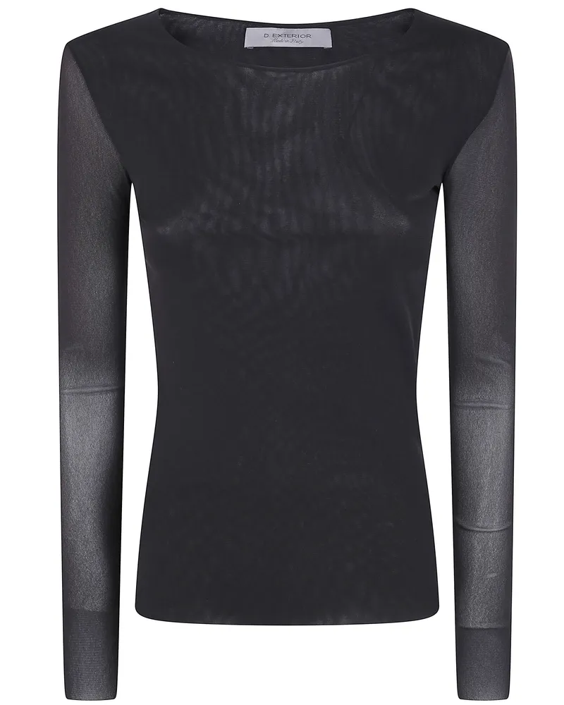 D.EXTERIOR D. EXTERIOR Sweater Long Sleeve "Tulle Round Neck Brown