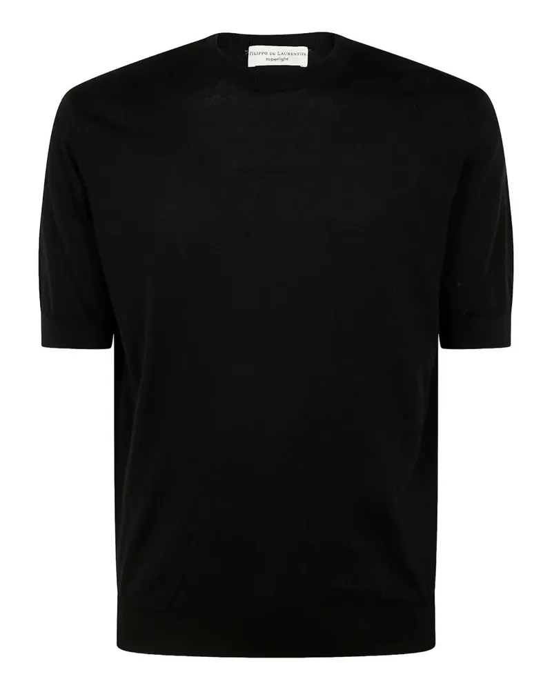 Filippo de Laurentiis Short Sleeves Round Neck Sweater Black